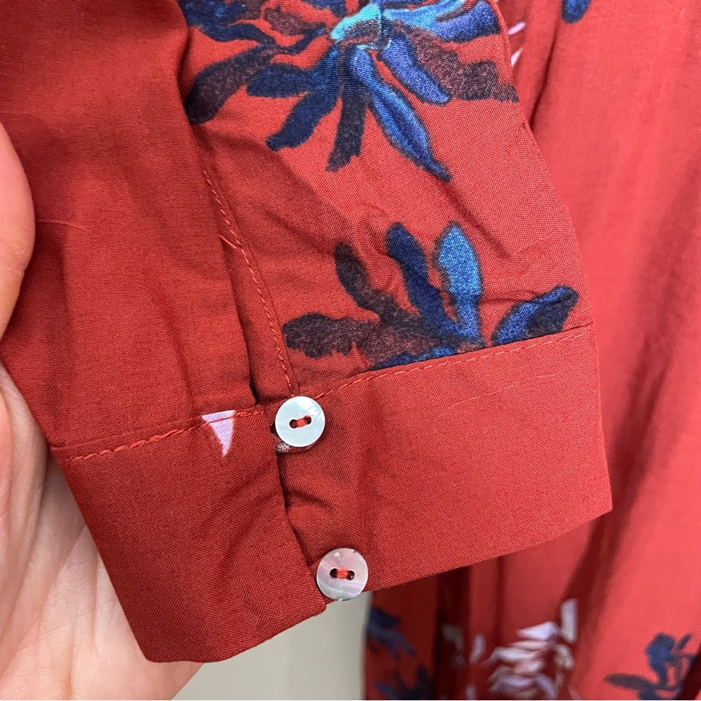 Free People | After the Storm Red Maxi Shirt Dress, HTF/Rare, size 6 - Picture 13 of 14